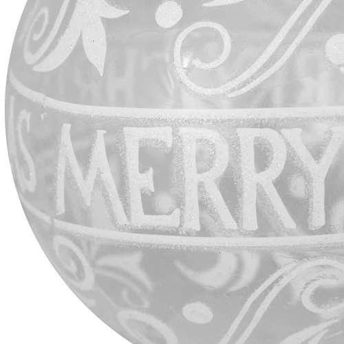 Northlight Clear And White Glass Merry Christmas Ball Ornament 6" (150mm) 6 Northlight Clear And White Glass Merry Christmas Ball Ornament 6" (150mm) - Image 4