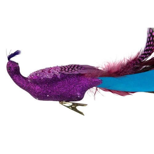 Northlight 14" Pink And Purple Jeweled Peacock Clip-On Christmas Ornament 4 Northlight 14" Pink And Purple Jeweled Peacock Clip-On Christmas Ornament - Image 2