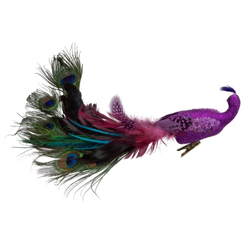 Northlight 14" Pink And Purple Jeweled Peacock Clip-On Christmas Ornament 5 Northlight 14" Pink And Purple Jeweled Peacock Clip-On Christmas Ornament - Image 3