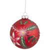 Northlight 4" Red Poinsettia And Holly Glass Christmas Ball Ornament -Ornaments Store northlight gb926191 sample 1 13449.1667339342
