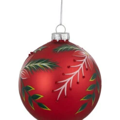 Northlight 4" Red Poinsettia And Holly Glass Christmas Ball Ornament -Ornaments Store northlight gb926191 sample 3 86684.1667029517