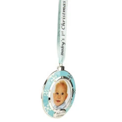 Northlight 3" Blue Silver-Plated Baby's First Christmas Ornament With European Crystals -Ornaments Store northlight hd15143 2 47806.1688047974