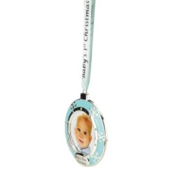 Northlight 3" Blue Silver-Plated Baby's First Christmas Ornament With European Crystals -Ornaments Store northlight hd15143 3 58252.1665346439