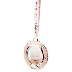 Northlight 3" Pink Silver-Plated Baby's First Christmas Photo Ornament With European Crystals -Ornaments Store northlight hd15144 3 61632.1664379973