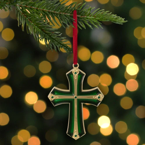 Northlight 3.5" Green And Gold Layering Effect Cross Christmas Ornament With Crystals 4 Northlight 3.5" Green And Gold Layering Effect Cross Christmas Ornament With Crystals - Image 2