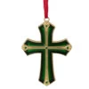 Northlight 3.5" Green And Gold Layering Effect Cross Christmas Ornament With Crystals