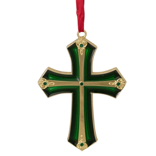 Northlight 3.5" Green And Gold Layering Effect Cross Christmas Ornament With Crystals 3 Northlight 3.5" Green And Gold Layering Effect Cross Christmas Ornament With Crystals