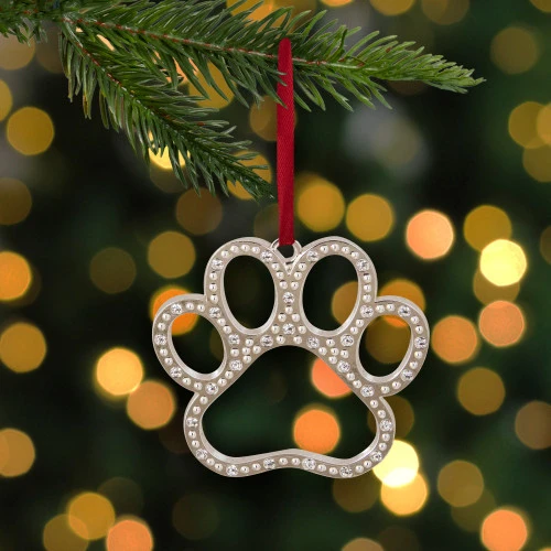 Northlight 2.5" Silver-Plated Paw Print Christmas Ornament With European Crystals 4 Northlight 2.5" Silver-Plated Paw Print Christmas Ornament With European Crystals - Image 2