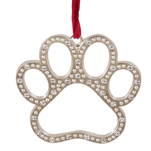 Northlight 2.5" Silver-Plated Paw Print Christmas Ornament With European Crystals 3 Northlight 2.5" Silver-Plated Paw Print Christmas Ornament With European Crystals