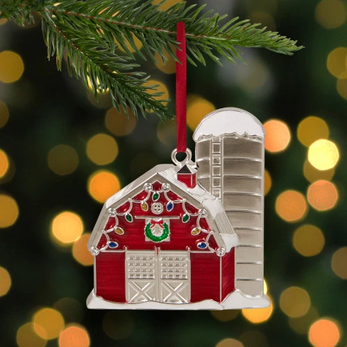 Northlight 3.5" Red And White Barn House With Crystals Christmas Ornament 4 Northlight 3.5" Red And White Barn House With Crystals Christmas Ornament - Image 2