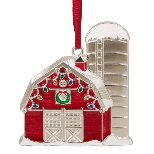 Northlight 3.5" Red And White Barn House With Crystals Christmas Ornament 3 Northlight 3.5" Red And White Barn House With Crystals Christmas Ornament