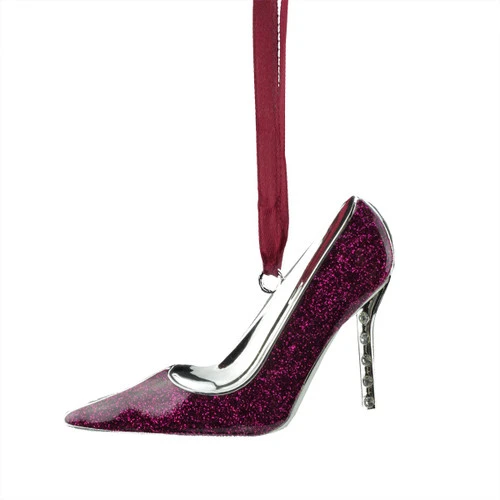 Northlight 4" Pink Glitter Stiletto European Crystals Christmas Ornament 4 Northlight 4" Pink Glitter Stiletto European Crystals Christmas Ornament - Image 2