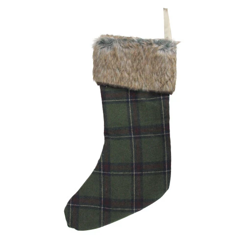 Northlight 17.5" Green And Brown Plaid Christmas Stocking With Cuff 5 Northlight 17.5" Green And Brown Plaid Christmas Stocking With Cuff - Image 3