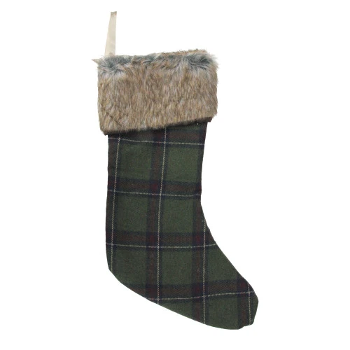 Northlight 17.5" Green And Brown Plaid Christmas Stocking With Cuff 3 Northlight 17.5" Green And Brown Plaid Christmas Stocking With Cuff