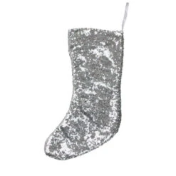 Northlight 17.5" White And Gray Sequins Hanging Christmas Stocking -Ornaments Store northlight hm14695 03 67606.1599786480