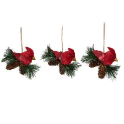 Northlight Set Of 3 Red Cardinal Birds On Pine Cone Nest Christmas Ornaments 5" 8 Northlight Set Of 3 Red Cardinal Birds On Pine Cone Nest Christmas Ornaments 5" -Ornaments Store northlight ja01550 1 16173.1664900438