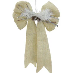 Northlight 15" Ivory And White Bow With Pine Cone Hanging Christmas Decor -Ornaments Store northlight ja01572 3 36582.1599787103