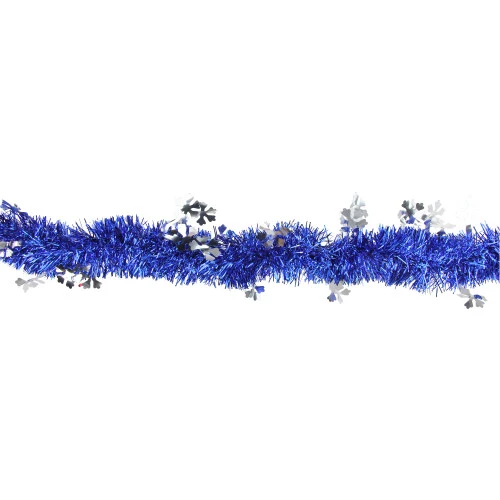 Northlight 50' Lavish Blue And Silver Snowflakes Christmas Tinsel Garland - Unlit 4 Northlight 50' Lavish Blue And Silver Snowflakes Christmas Tinsel Garland - Unlit - Image 2