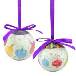 Northlight 10ct Purple And White Shatterproof Decoupage Christmas Ball Ornaments 1.75" (40mm) -Ornaments Store northlight k36378 3 42698.1600305324