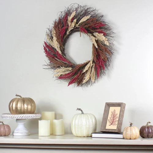 Northlight Autumn Harvest Mixed Heather Artificial Grapevine Wreath, 22 Inch Unlit 4 Northlight Autumn Harvest Mixed Heather Artificial Grapevine Wreath, 22 Inch Unlit - Image 2