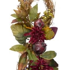 Northlight 28" Autumn Harvest Mums With Pomegranate Autumn Grapevine Teardrop Swag - Unlit -Ornaments Store northlight kji28184 1 87197.1588344276