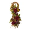 Northlight 28" Autumn Harvest Mums With Pomegranate Autumn Grapevine Teardrop Swag - Unlit -Ornaments Store northlight kji28184 88842.1588344275