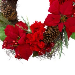 Northlight Red Poinsettia And Hydrangea Flowers With Berries Artificial Christmas Wreath - 24-Inch, Unlit -Ornaments Store northlight kji28197 2 51448.1588355782