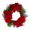 Northlight Red Poinsettia And Hydrangea Flowers With Berries Artificial Christmas Wreath - 24-Inch, Unlit -Ornaments Store northlight kji28197 56008.1588355780