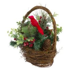 Northlight 12" Red Cardinal With Winter Foliage Twig Basket Christmas Decoration -Ornaments Store northlight kji85787 3 48645.1665610433