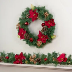 Northlight 6' X 10" Pine And Poinsettias Artificial Christmas Garland - Unlit -Ornaments Store northlight kjit9968 4 73655.1652289115