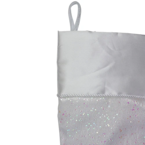 Northlight 22.25" White With Pink Iridescent Glitter Christmas Stocking With Satin Cuff 5 Northlight 22.25" White With Pink Iridescent Glitter Christmas Stocking With Satin Cuff - Image 3