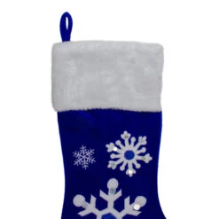 Northlight 22.25" Blue And White Velveteen Embroidered Christmas Stocking -Ornaments Store northlight l27898 1 26687.1588369035