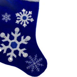 Northlight 22.25" Blue And White Velveteen Embroidered Christmas Stocking -Ornaments Store northlight l27898 2 76282.1588369035