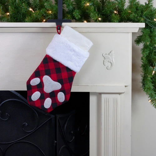 Northlight 15.5" Red And Black Buffalo Plaid Pet Embroidered Christmas Stocking 4 Northlight 15.5" Red And Black Buffalo Plaid Pet Embroidered Christmas Stocking - Image 2