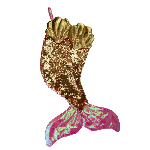 Northlight 24" Pink And Gold Sequined Iridescent Mermaid Christmas Stocking 5 Northlight 24" Pink And Gold Sequined Iridescent Mermaid Christmas Stocking - Image 3