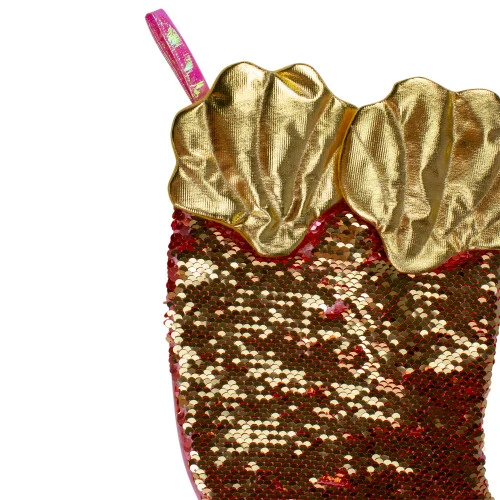 Northlight 24" Pink And Gold Sequined Iridescent Mermaid Christmas Stocking 6 Northlight 24" Pink And Gold Sequined Iridescent Mermaid Christmas Stocking - Image 4