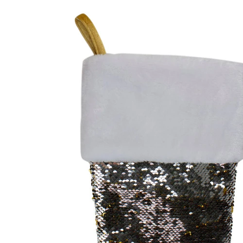 Northlight 22.75" Gold And Silver Reversible Sequined Christmas Stocking 7 Northlight 22.75" Gold And Silver Reversible Sequined Christmas Stocking - Image 5