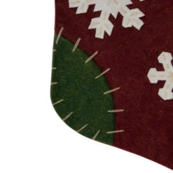 Northlight 20" Green And Red Snowflake Applique Christmas Stocking With Blanket Stitching -Ornaments Store northlight l36210 1 85096.1588350446