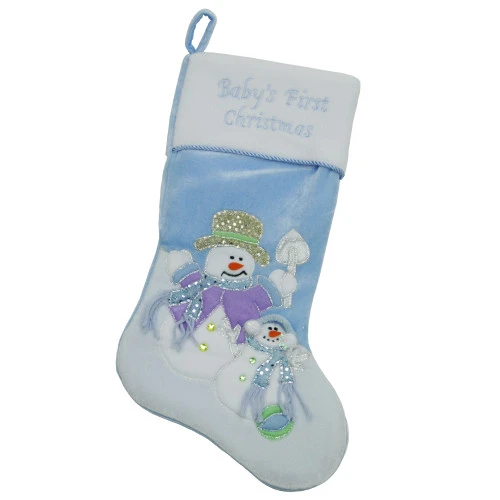 Northlight 21" Blue And White "Baby's First Christmas" Snowman Stocking 3 Northlight 21" Blue And White "Baby's First Christmas" Snowman Stocking