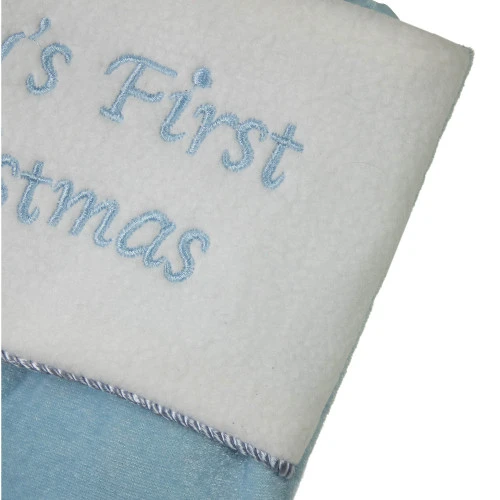 Northlight 21" Blue And White "Baby's First Christmas" Snowman Stocking 7 Northlight 21" Blue And White "Baby's First Christmas" Snowman Stocking - Image 5