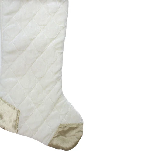Northlight 20.5" Quilted Cream And Tan Velveteen Christmas Stocking With Faux Fur Cuff 6 Northlight 20.5" Quilted Cream And Tan Velveteen Christmas Stocking With Faux Fur Cuff - Image 4