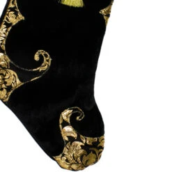 Northlight 21.5" Black And Gold Damask Velveteen Christmas Stocking With Tassel -Ornaments Store northlight l85479 2 21763.1664988808