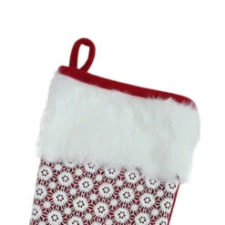Northlight 20.5" Red And White Lace Christmas Stocking With Cuff -Ornaments Store northlight l85533 3 61078.1665610431