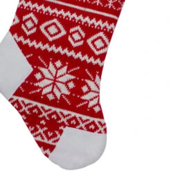 Northlight 21.5" Red And White Knitted Snowflake Christmas Stocking With Fleece Cuff -Ornaments Store northlight l85551 3 06964.1588373641