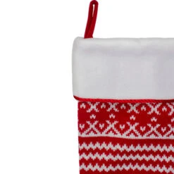 Northlight 21.5" Red And White Knitted Snowflake Christmas Stocking With Fleece Cuff -Ornaments Store northlight l85551 4 34078.1588373642