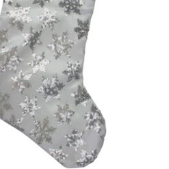 Northlight 19 White And Silver Sequin Snowflake Christmas Stocking -Ornaments Store northlight l85555 2 24214.1588344778