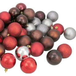 Northlight 60ct Mocha Brown, Red And Silver Shatterproof 4-Finish Christmas Ball Ornaments 2.5" (60mm) 7 Northlight 60ct Mocha Brown, Red And Silver Shatterproof 4-Finish Christmas Ball Ornaments 2.5" (60mm) -Ornaments Store northlight lj15374 03 14228.1600305327