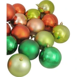 Northlight 32ct Green And Orange Shatterproof 2-Finish Christmas Ball Ornaments 3.25" (80mm) -Ornaments Store northlight lj15377 03 17352.1600305327
