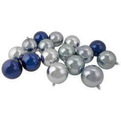 Northlight 32ct Silver And Blue Shatterproof 2-Finish Christmas Ball Ornaments 3.25" (80mm) -Ornaments Store northlight lj15380 2 05835.1633000824