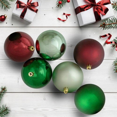 Northlight 32ct Reds And Greens Shatterproof 2-Finish Christmas Ball Ornaments 3.25" (80mm) 4 Northlight 32ct Reds And Greens Shatterproof 2-Finish Christmas Ball Ornaments 3.25" (80mm) - Image 2